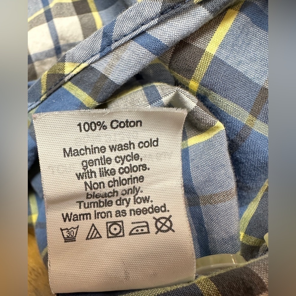 J Crew Long Sleeve Men’s Size XL Casual Button Down Shirt Blue Black White Plaid - Picture 8 of 9